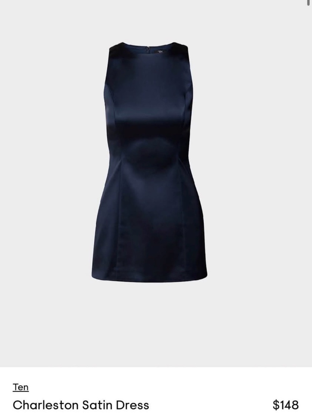 Charleston Satin Sheath Dress in Navy